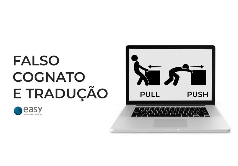 Imagem com fundo branco e computador com imagem "pull e push"