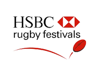 Logo HSBC rugby festivals com fundo branco e escritos em preto