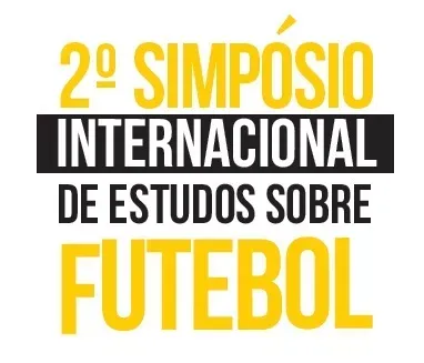 Logo segundo simpósio internacional de estudos sobre futebol com o fundo braco e letras nas cores preto e amarelo