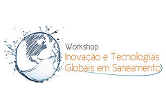 Logo workshop Inovação e Tecnologia Globais em Saneamento com fundo branco e letras na cor vermelha