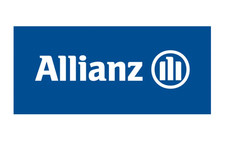 Logo Allianz com fundo azul e letras brancas