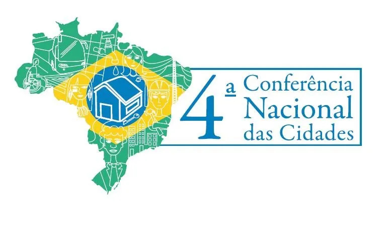 Logo conferencia nacional das cidades com mapa do brasil