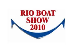 Logo rio boat show na cor vermelho e azul com fundo transparente.