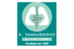 Logo E. Tamussino com fundo verde e letras em branco